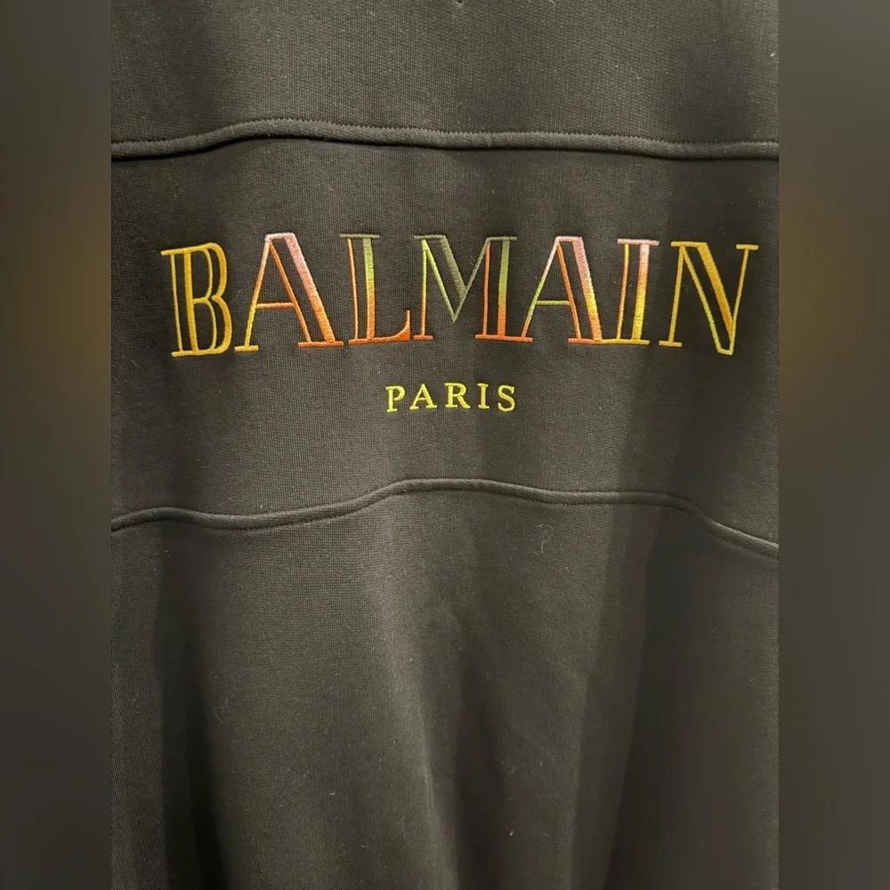 NWOT Vintage pullover Balmain Men’s Embroidered Oversized Sweatshirt Size Small - Picture 8 of 13